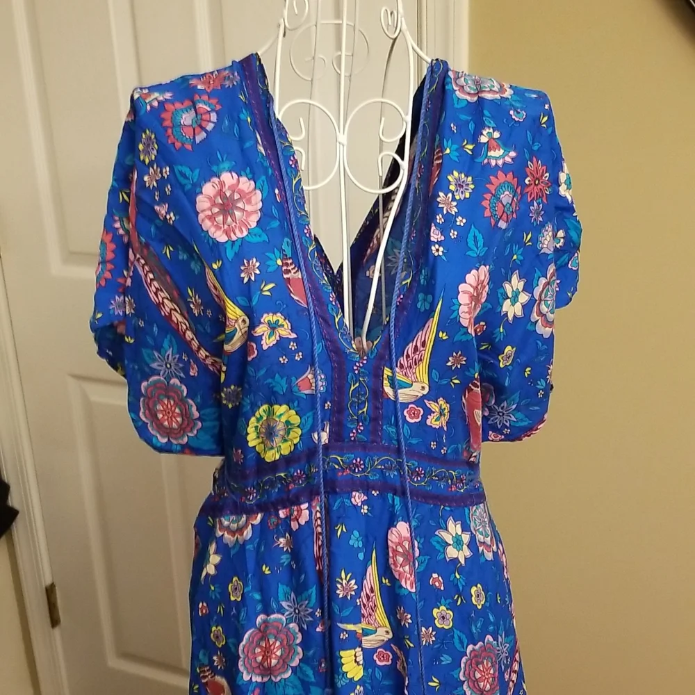 Boho women's blue patterned dress - Picture 2 of 10